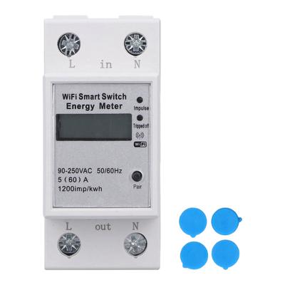 Medidor de Energia Inteligente WIFI Display LCD Doméstico para Tuya 1 Fase 2P Trilho DIN ZMAI?90 AC90?250V