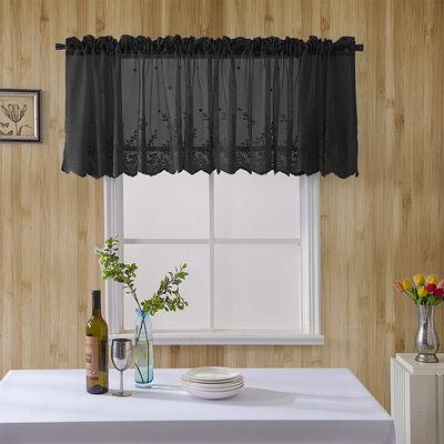 Vintage Lace Cafe Curtain, Rod Pocket Semi Sheer Short Valance, Romantic Floral Lace Window Treatment for Kitchen Bathroom, Multi-Size Available