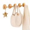4pcs Beech Walnut Wood Wood Hook Punch Free Simple Design Wall Hook Solid Wood Wood Handle Hanging Hanger Bathroom Organizer