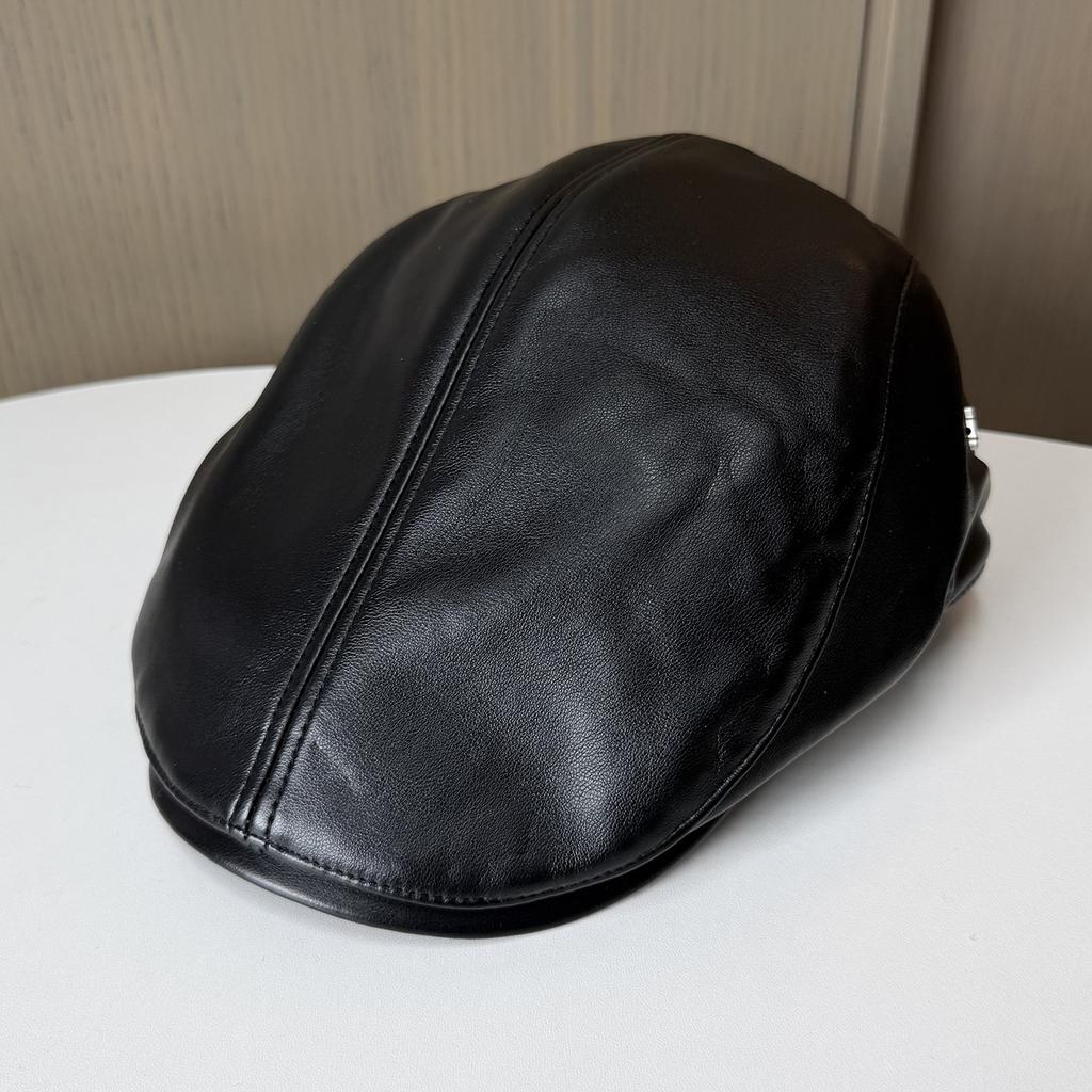 Simple small standard PU soft leather retro forward hat children's autumn versatile casual cap trendy anti-wear painter hat