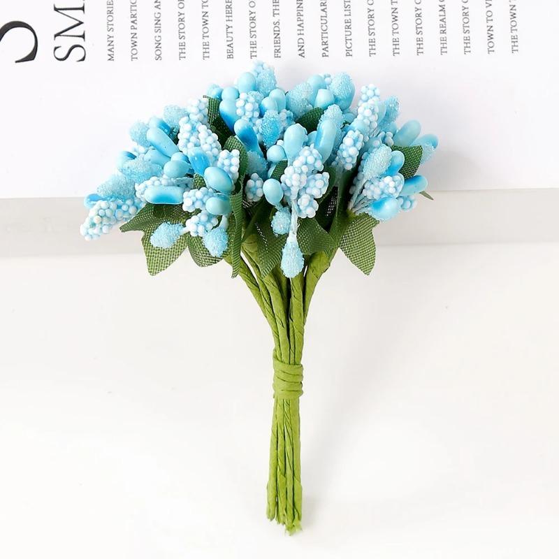 72Pcs Cherry Artificial Flower Heads Home Room Decoration Christmas Bouquet New Year 2025 Party Craft Flower Wreath Gift Accesso