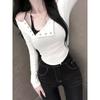 Korean Elegant Off-Shoulder Long-Sleeve Top