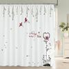 Nordic Minimalist Art Printing Shower Curtain, Waterproof Fabric Flower And Leaf Bird Pattern Bathroom Curtain For Bathtub Decor
