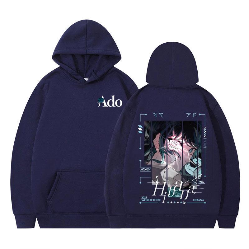 Ado 2025 World Tour Hibana Double-sided Print Hoodies Men Women Fashion Hooded Sweatshirts Long Sleeves Hip-hop Streetwear Tops