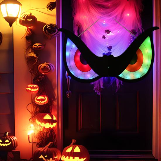 Halloween Eye Light Decoration Large Glowing Wooden LED Eye Light for Halloween Bush Yard Home Wall Window Tree Decor