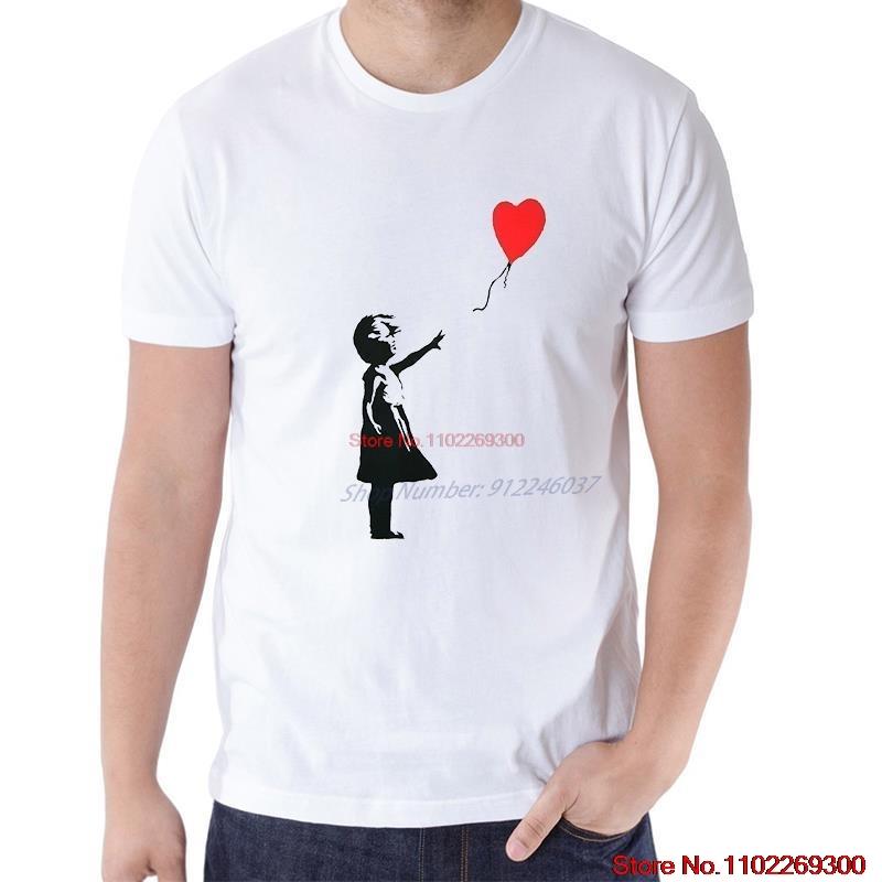 Girl With Balloon Graphic T Shirts Hear Banksy Art Short Sleeve TShirts Summer New Shirts And TShirts Cotton White Man T Shirt