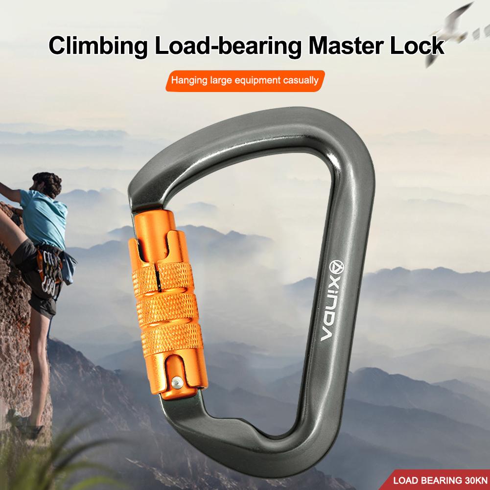 30kN Locking Carabiner Heavy Duty Rock Climbing Carabiner Mountain Caribiniers for Rock Climbing Rappelling and Mountaineering