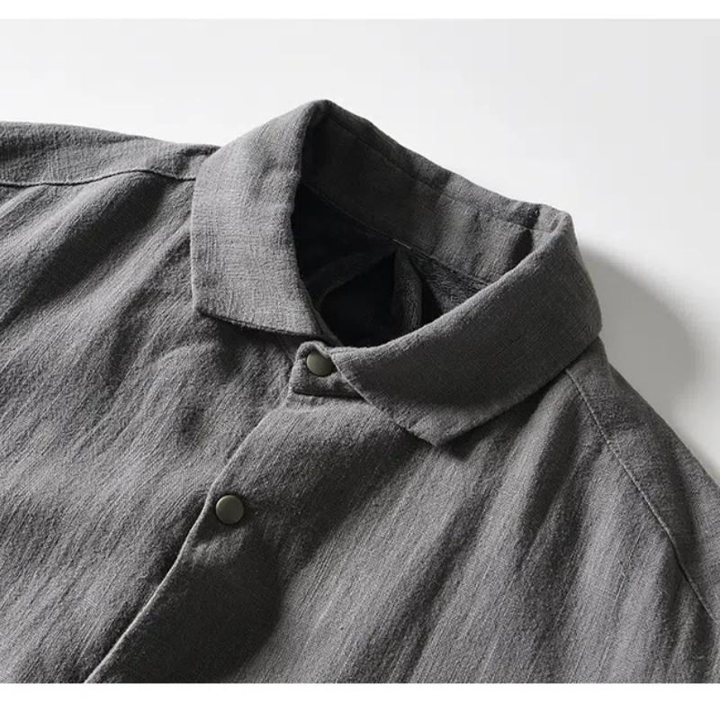 Herbst- und Winterwarmer Herrenmantel Täglich Lässige Fleecejacken für Herren Umlegekragen Baumwolle Leinen Knopf Verdicken Lockerer Mantel