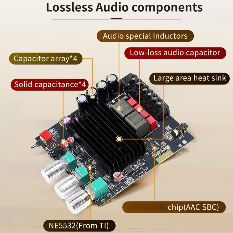 T1002P 100W x2 Digital Amplifier Board TPA3221 and 3116 Powerful Output And Bass Treble Adjustment For Home Theater