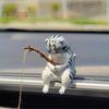Fishing Cat Figurine Resin Cartoon Kitten Statue Animal Sculpture Home Office Desktop Aquarium Fish Tank Decoration Ornament