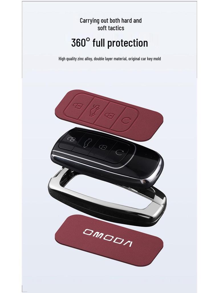 Premium Metal Protective Key Shell with Lanyard for Chery OMODA 5 - Full Coverage Key Case