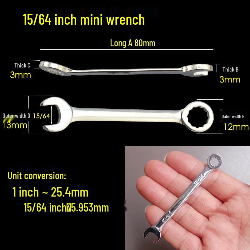 Mini Metric & Imperial Wrench Set 4-11mm Box/Open End