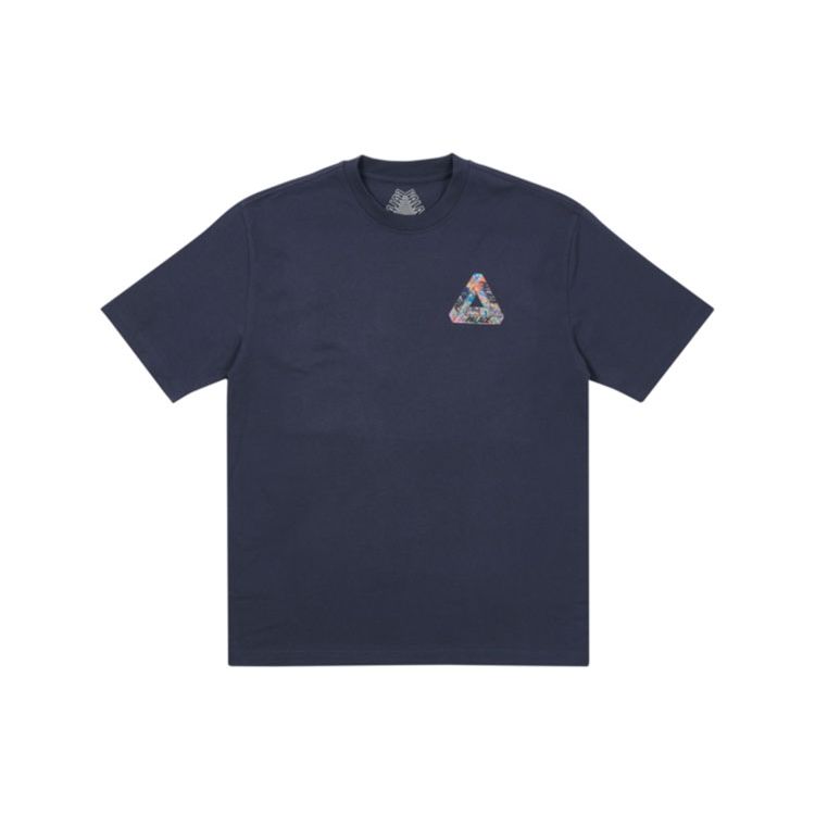 Palace FW21 Tri-Sticker Pack Graffiti Print Round Neck Short Sleeve T-Shirt Unisex Tops Navy P21TS107