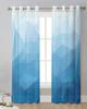 Triangle Color Block Blue Gradient Sheer Curtains for Living Room Decoration Window Curtains Kitchen Tulle Voile Curtains