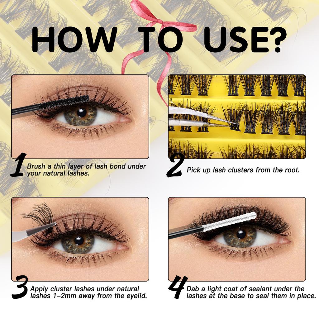 D Song Single Cluster False Eyelash Extension Set, Japanese And Korean Diy Segmented Natural Thick Hair Portable