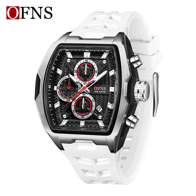 Oufannishi Youth Fashion Barrel Watch: Men's Trendy, Versatile Three-Dial, Six-Hand Quartz Timepiece