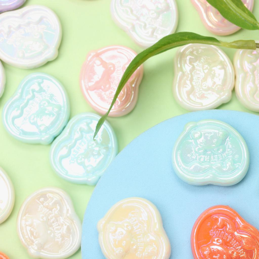 7pcs 24*28mm UV Color Plating Acrylic Bear Loose Beads Beaded Materials Heart Jewelry DIY Jewelry Accessories For Bracelet Earring Making