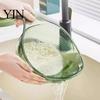 Non Slip Fruit Washer Multipurpose Rice Washing Bowl, with Handle, Plastic Kitchen Colander Basin, Compact Gadgets for Quinoa Pasta Vegetables