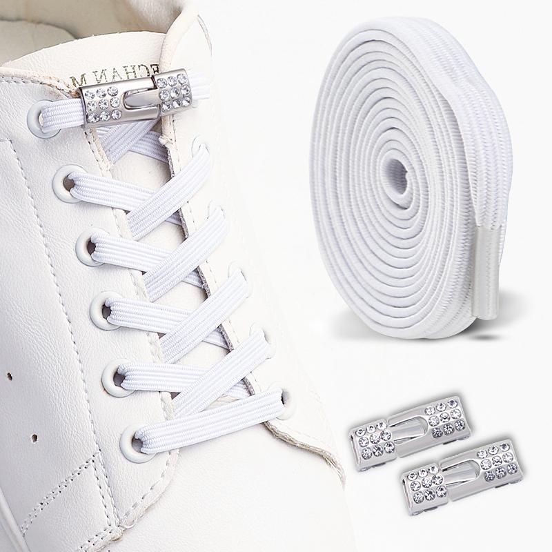 New Diamond Lock Shoelaces Without Ties No Tie Shoe Laces Elastic Laces Sneakers Colorful Glitter Flat Shoelace Shoe Accessories