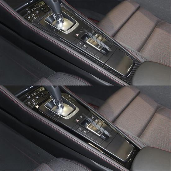 Carbon Fiber Gear Shift Frame Cover Trim For Porsche 718 Boxster Cayman