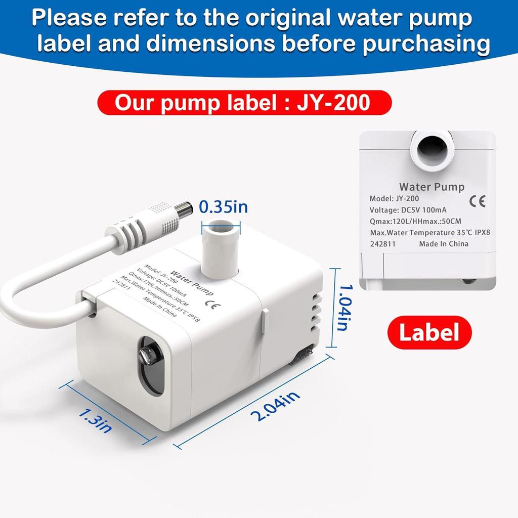 Pompa Acqua di Ricambio Silenziosa JY-200 per Fontana d'Acqua per Gatti