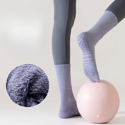 Women's Winter Thickened Towel Pilates Yoga Boneless Silicone Non Slip Tall Cotton Socks