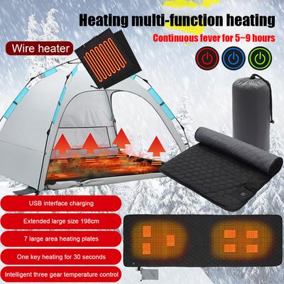 Tapis de couchage chauffant USB Coussins chauffants électriques d'extérieur Matelas de couchage pour tente de camping réglable à 3 niveaux Chauffe-pieds Thermalpad