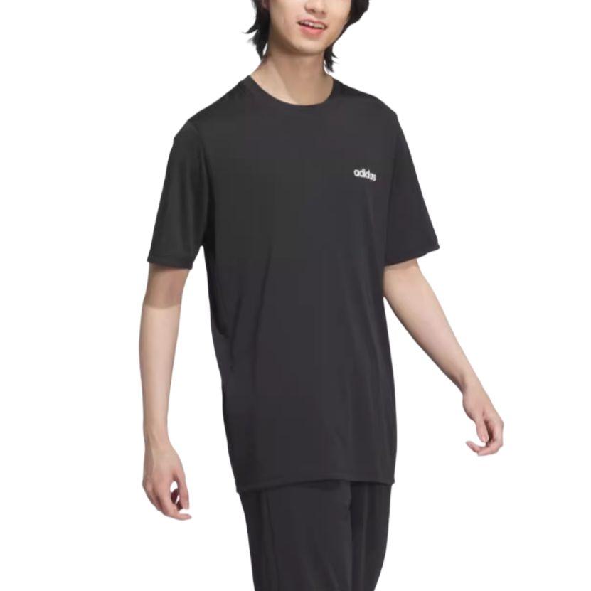 Adidas Contrast Chest Logo Crew Neck Basic Sports T-shirt Asia Sizing 'Black' JJ0621