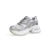 2025 summer thin silver thick-soled heightening dad shoes women's mesh breathable versatile casual sports shoes ins
