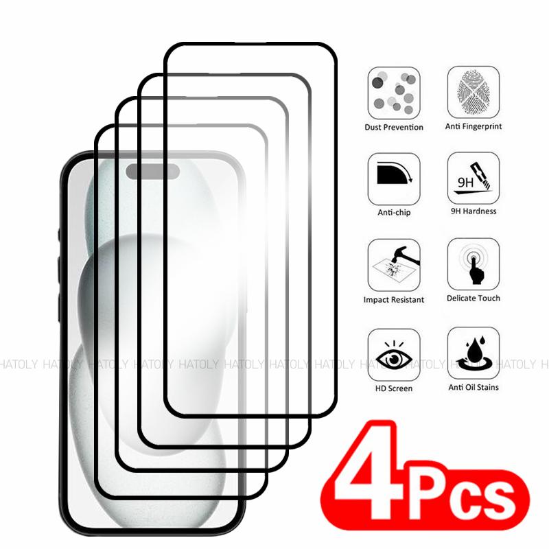 Protetor De Tela De Vidro Temperado Para Iphone 16 Plus 16 17 Pro Max, 4 Peças
