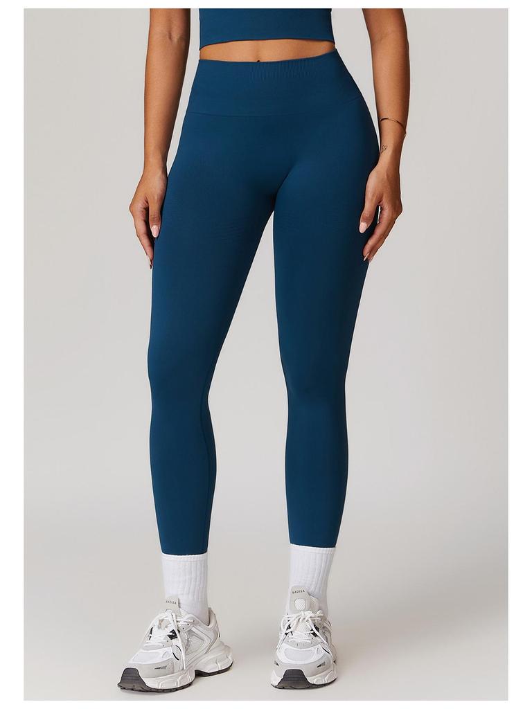 Europäische & Amerikanische High-Waist Po-Liftende Yogahose - Gerippter Bund Bauchkontrolle Fitness- & Laufleggings für Damen