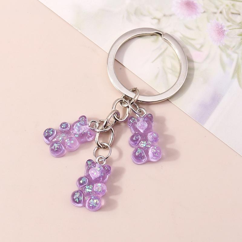 Aihua 12 colors Cute Cartoon Candy Color Gummy Bear Keychains for Women Girls Resin Bear Keychains Sweet Jewelry Gifts