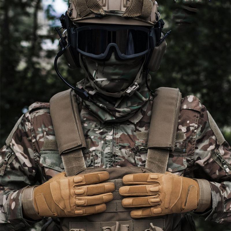 Spring Autumn Tactical Gloves Men's Rubber Shell Protection Thickened All Finger Touch Screen Outdoor Riding Cold Protection