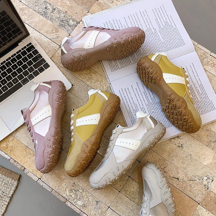 Real soft leather flat-bottomed non-slip versatile German training shoes 2025 spring new popular soft-soled sports and leisure Forrest Gump sho