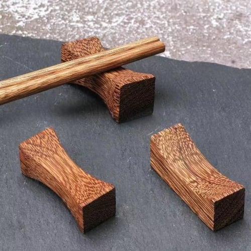 Rzilmer Chopstick Rests, Set of 6, Chopstick Pillows, Wooden Chopstick Rests, Stylish Cutlery Holders (Natural Wood)