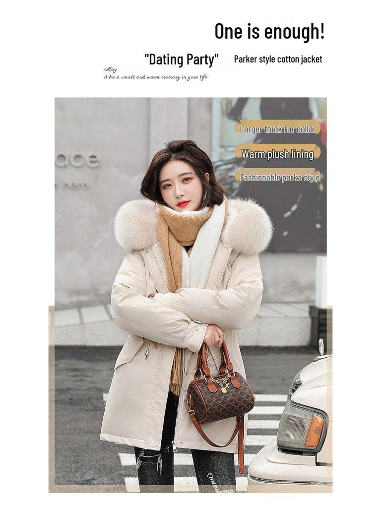 Parker Women's Korean-Style Long Winter Coat - Loose, Large-Size Down Cotton Jacket