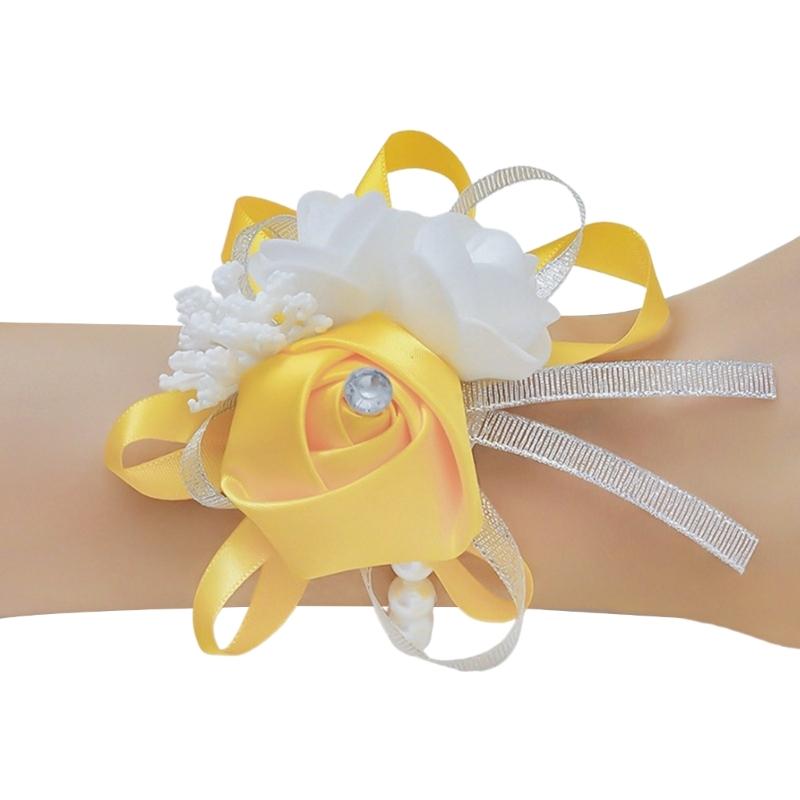 Romantik Seidenblume Braut Handgelenkblume Corsage für Hochzeitsfotografie Verlobungsparty Zubehör Handgelenkdekoration