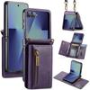 DG.MING M5 Series for Samsung Galaxy Z Flip7 5G Case RFID Blocking Card Slots Leather+PC Phone Cover