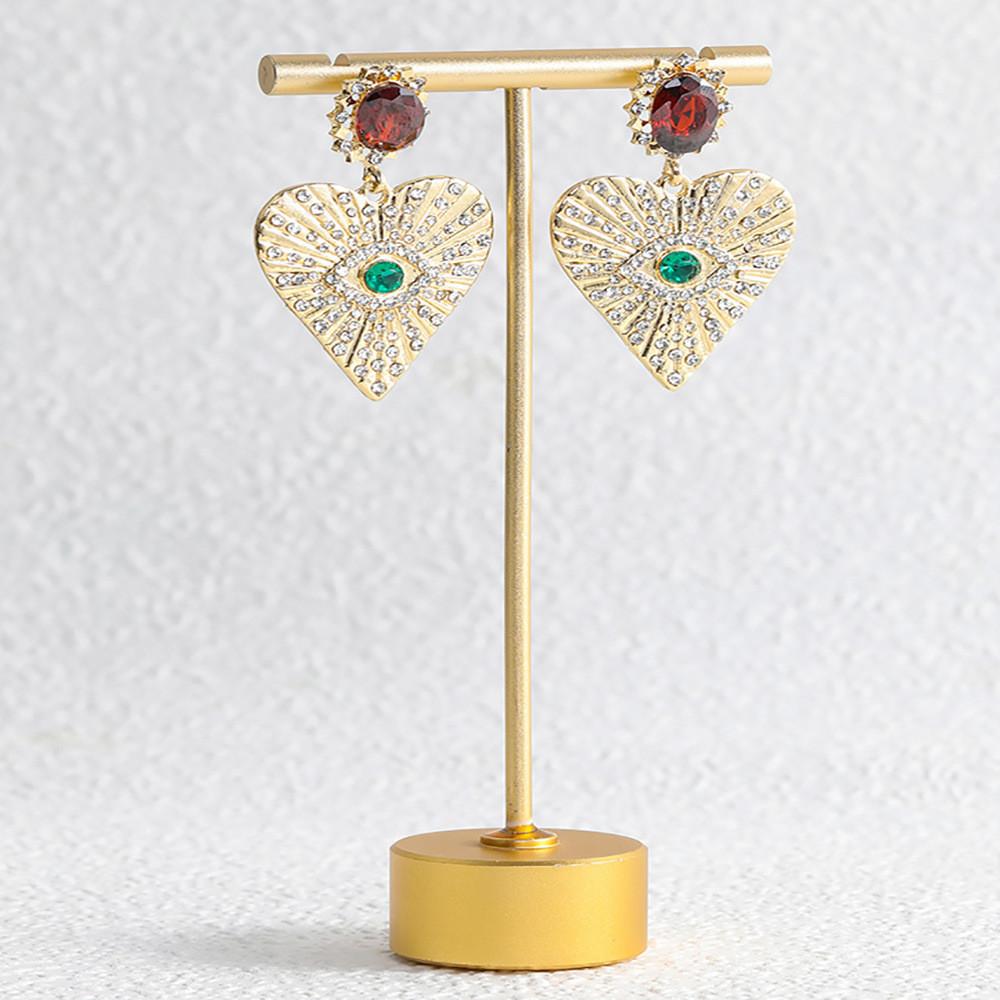 Trendy Heart-shaped Eye Earrings Fashionable Alloy Studs Unique Statement Jewelry