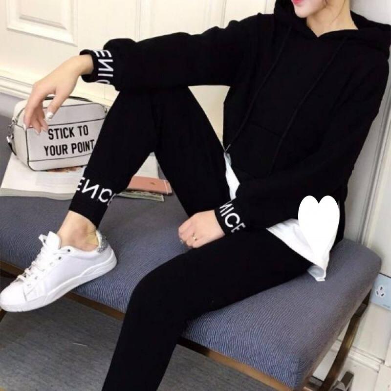 Women's Spring and Autumn Casual Fashion Fashionable Fat Sister Suit Loose Belly Covering and Slimming Two-piece Set