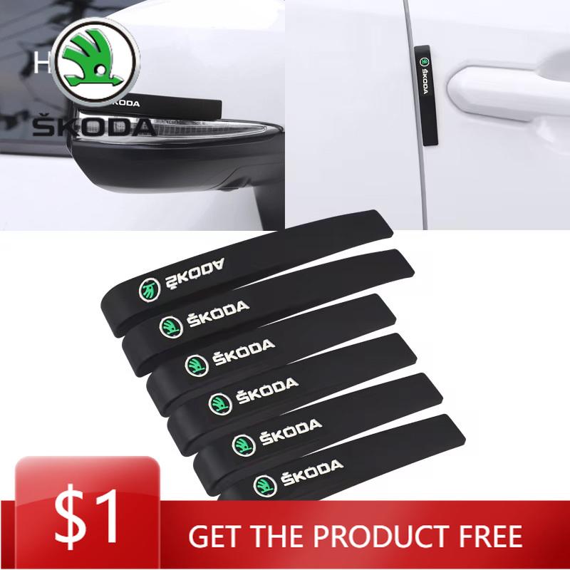 Car Sticker 6Pcs Car Door Anti Collision Strips Anti-scratch Protection Stickers For Skoda Octavia Superb Rapid Kodiaq Karoq Fab Ulnm83