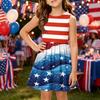 Girls' Summer Princess Dress - A-Line Vest Splice Dress Independence Day