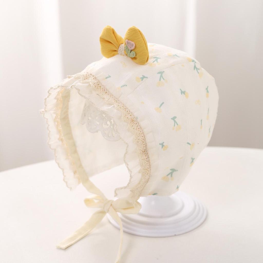 Newborn Girls' Ear Protection Lace Hat, Spring/Summer