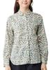 920 Made In Japan Liberty Round Collar Shirt Blouse Top Long Sleeve Tana Lawn E Ivory X Green Small Floral [SPAN] Women's (L, Pattern)