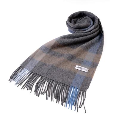 Brand Wool Cold Check Pattern Scarf, Unisex, Weather, (Pattern A Gray)