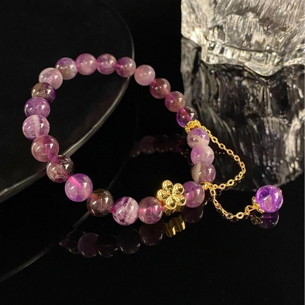 Jingxi Collection: 2025 Purple Crystal Peach Blossom Bracelet - Light Luxury Vintage for Women