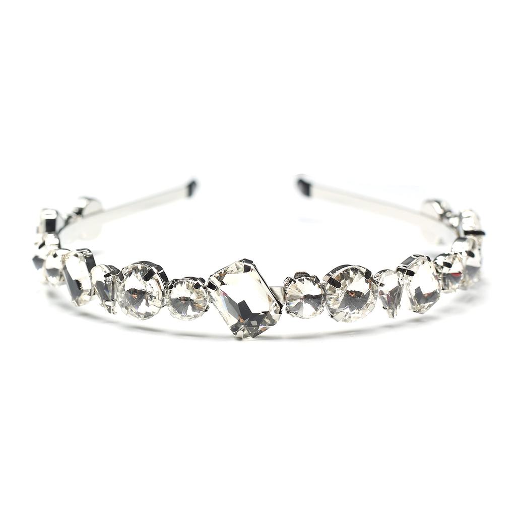 Bandă de păr strălucitoare QinGoo pentru adulți, bandă de păr confortabilă și drăguță, accesoriu de păr coreean pentru femei, nunți, mărgele, (Argint)