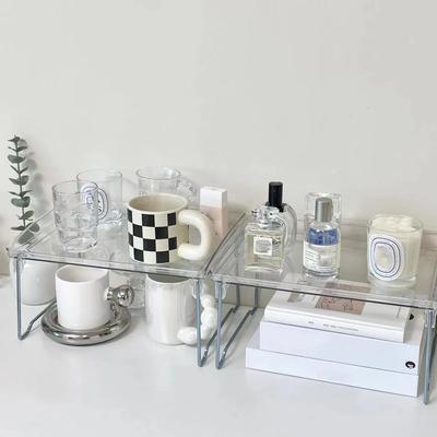 Şeffaf Masaüstü Düzenleyici Mutfak Rafı İstiflenebilir Düzenleyici Paketi Mutfak Depolama Banyo için Dolap Rafı Düzenleyici
