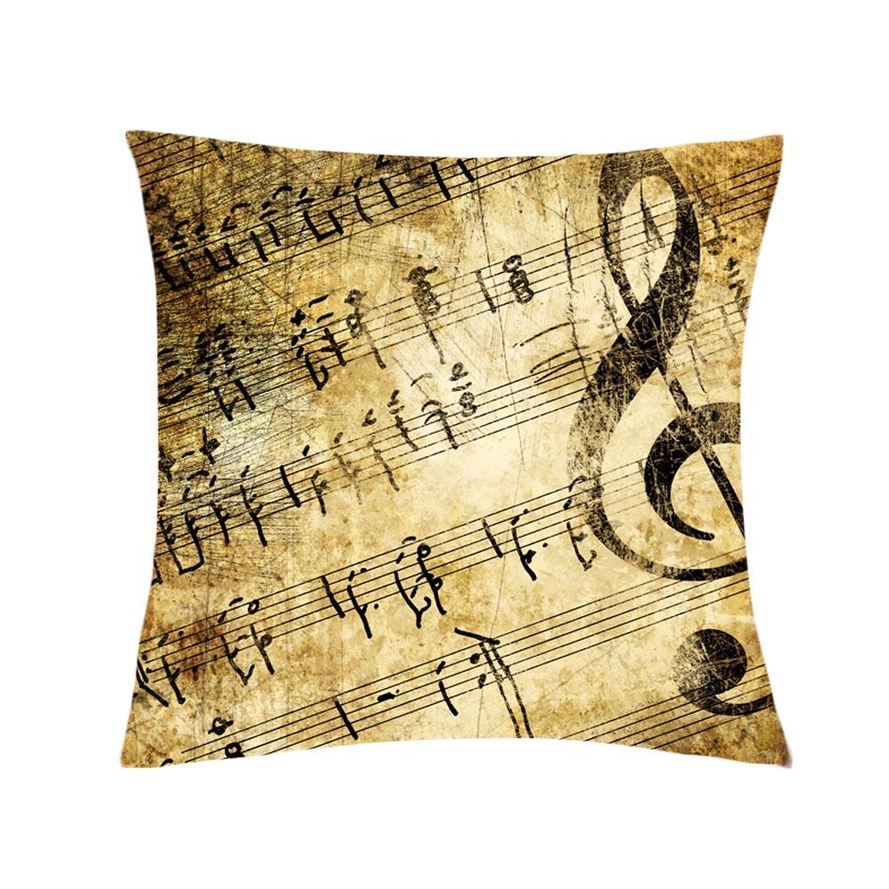 Retro Music Notes Double-Sided Printed Pillow Cover Short Plush Suitable Living Rooms Bedrooms Sofas Throw Cushion Cover