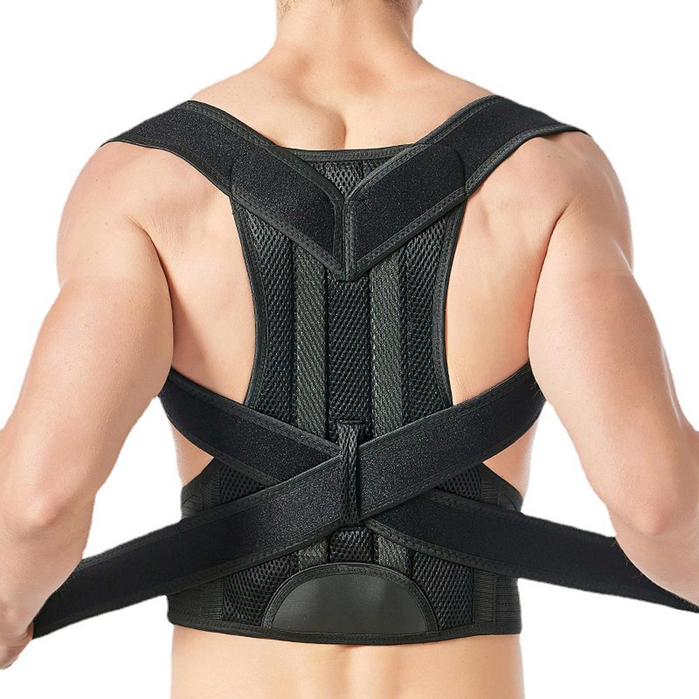 

1/3Xl 4Xl Alloy Plate Back Brace For Shoulder Pain Scoliosis Posture Correction Support Belt Women Men XXL чорний